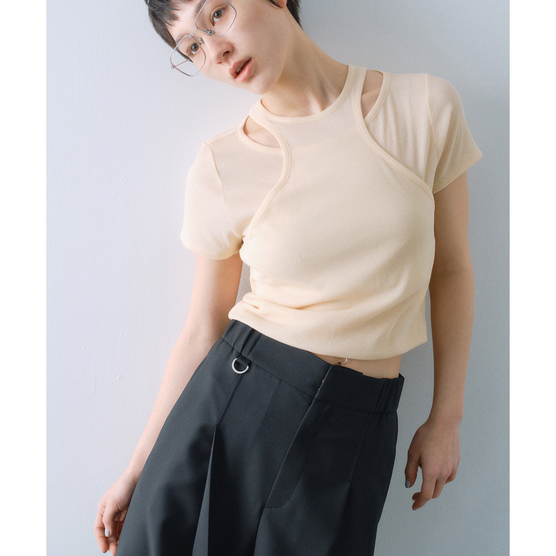 CODE A「layered mini tee」|Tシャツ・カットソー|ライトイエロー(03