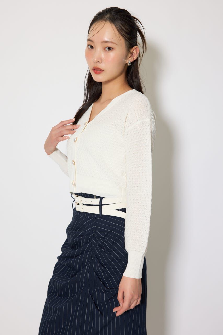 rienda「柄編みシアーカーディガン」|カーディガン|
