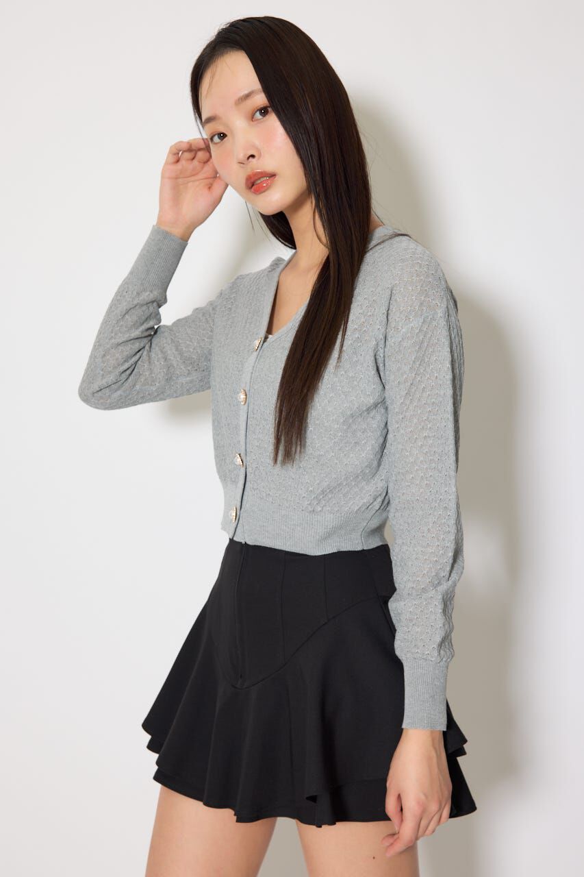 rienda「柄編みシアーカーディガン」|カーディガン|