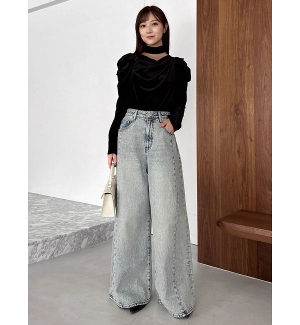 dazzlin「チョーカー付ドレープシアーベロアトップス」|Tシャツ・カットソー|