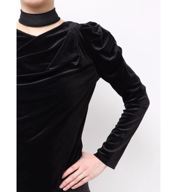 dazzlin「チョーカー付ドレープシアーベロアトップス」|Tシャツ・カットソー|