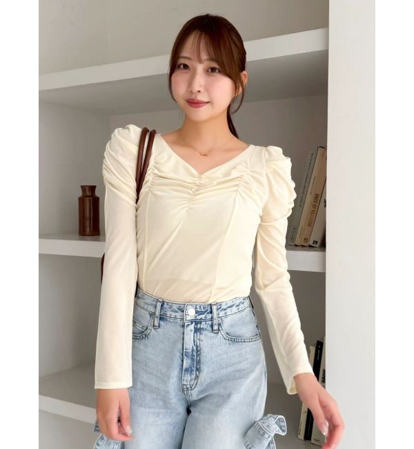 dazzlin「シアーベロアギャザーデザイントップス」|Tシャツ・カットソー|