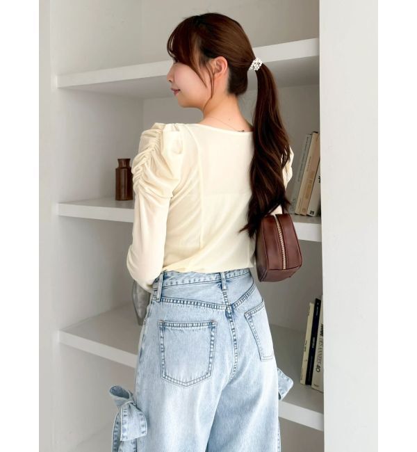 dazzlin「シアーベロアギャザーデザイントップス」|Tシャツ・カットソー|