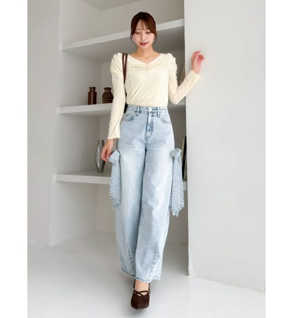 dazzlin「シアーベロアギャザーデザイントップス」|Tシャツ・カットソー|