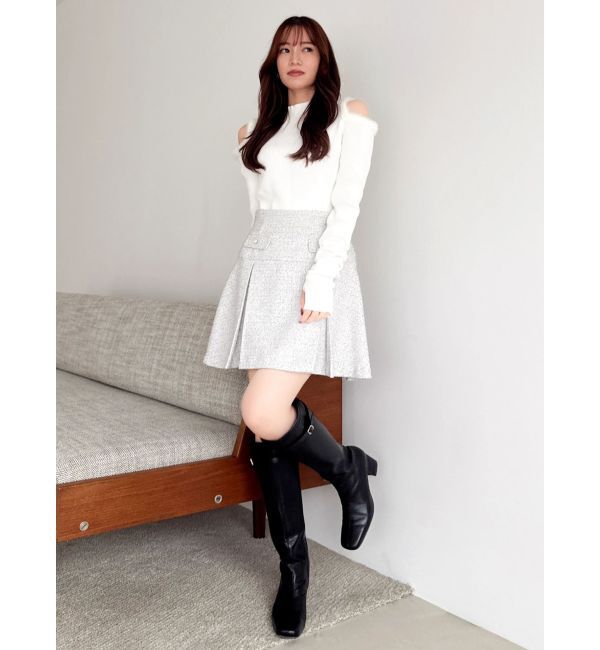 dazzlin「ツイードボックスプリーツミニスカート」|スカート|