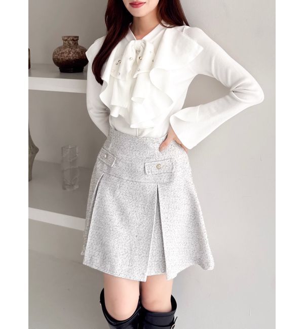 dazzlin「ツイードボックスプリーツミニスカート」|スカート|