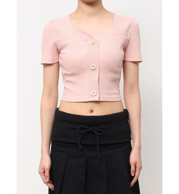 EMODA「フロントボタンショートリブトップ」|Tシャツ・カットソー|