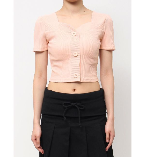 EMODA「フロントボタンショートリブトップ」|Tシャツ・カットソー|