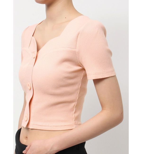 EMODA「フロントボタンショートリブトップ」|Tシャツ・カットソー|