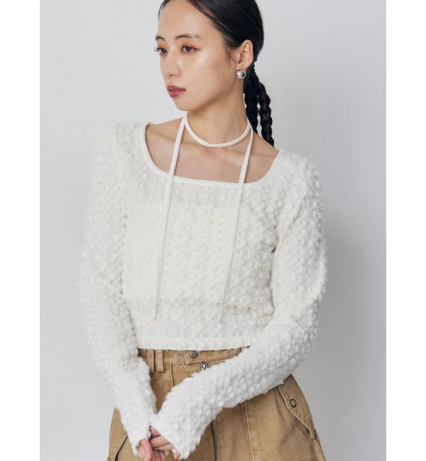 MURUA「リボンタイフェザートップス」|Tシャツ・カットソー|ホワイト