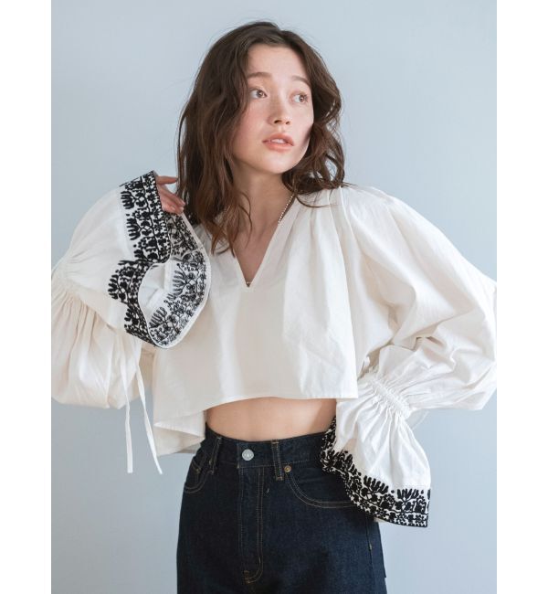 Ungrid「ショートエンブロイダリーブラウス」|シャツ・ブラウス|