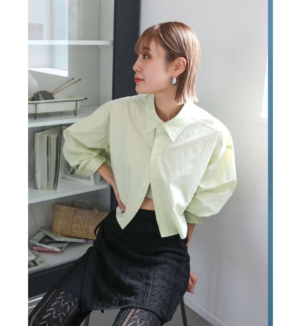 Ungrid「ダブルカフスショートシャツ」|シャツ・ブラウス|グリーン