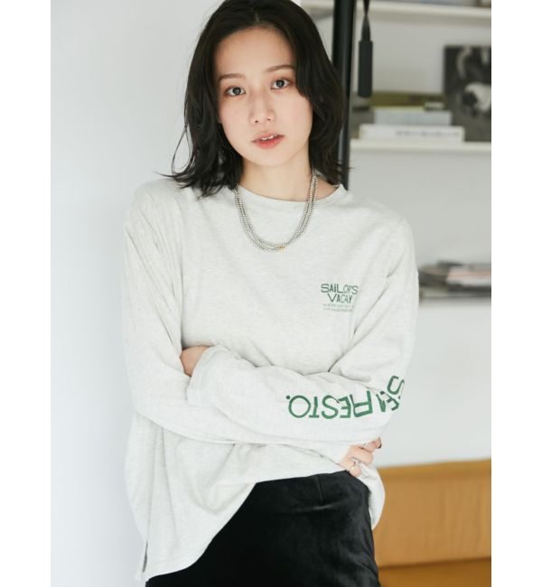 Ungrid「【WEB限定】メッセージロゴロングスリーブTee」|Tシャツ・カットソー|ライトグレー