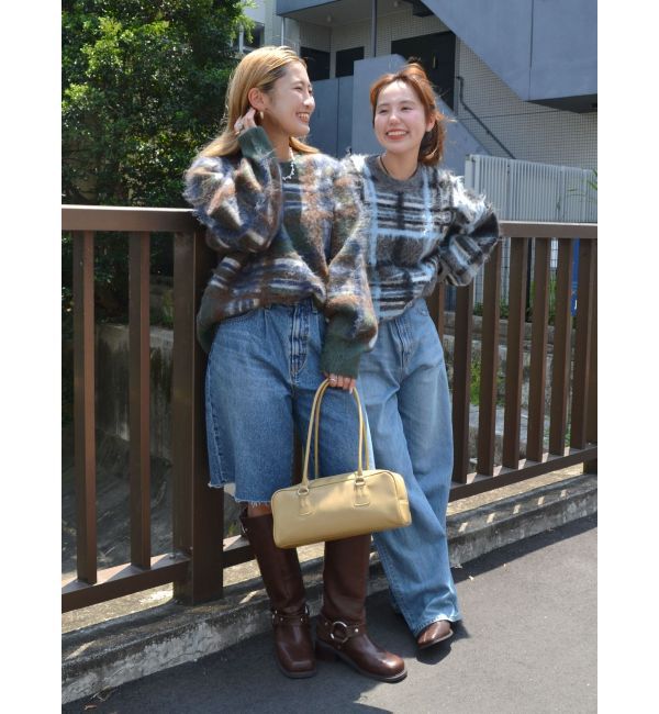 Ungrid「チェックジャカードルーズニット」|ニット・セーター|