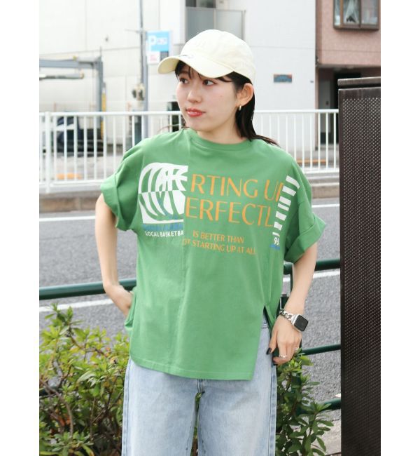 Ungrid「【WEB限定価格】リメイクデザインロゴTee」|Tシャツ・カットソー|グリーン
