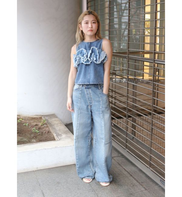 Ungrid「フリルデザインデニムビスチェ」|キャミソール|