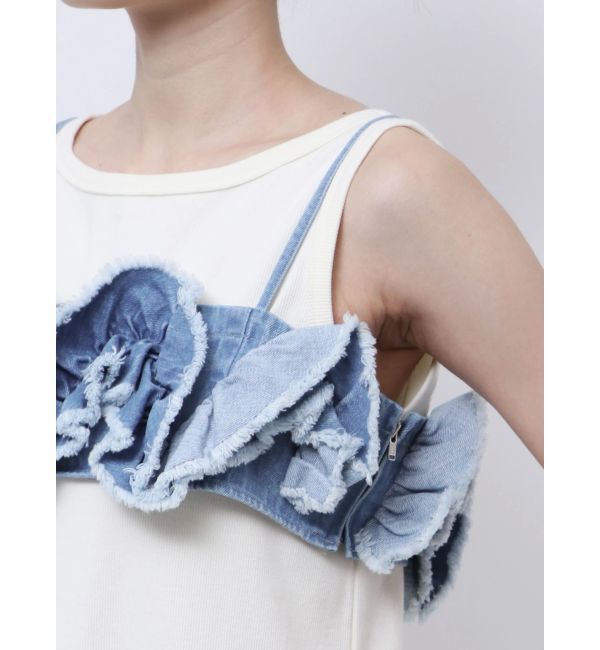 Ungrid「フリルデザインデニムビスチェ」|キャミソール|