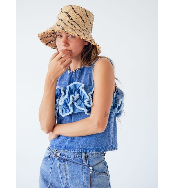 Ungrid「フリルデザインデニムビスチェ」|キャミソール|