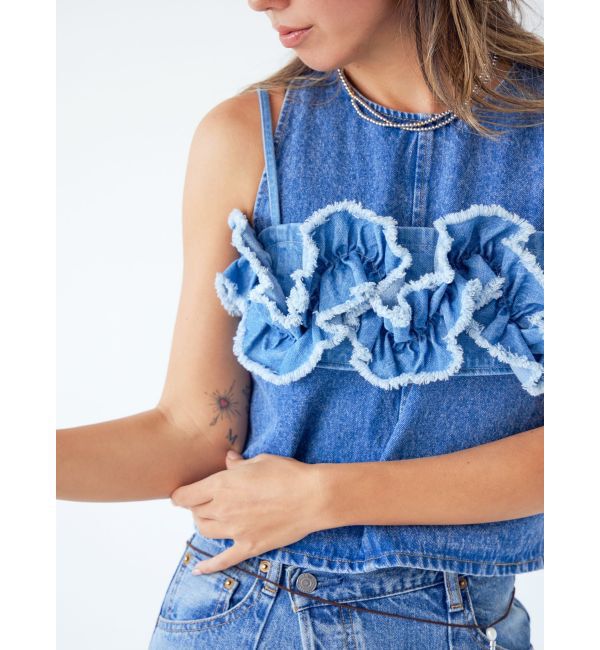 Ungrid「フリルデザインデニムビスチェ」|キャミソール|