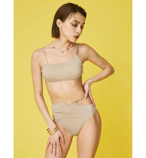 EVRIS「カットアウトラメ Swimwear」|ビキニ|シルバー