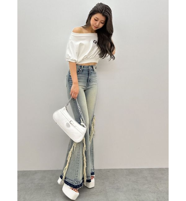 GYDA「GDエンボスオフショルトップス」|Tシャツ・カットソー|