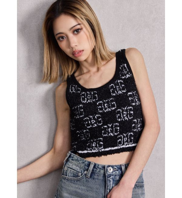 GYDA「Symmetry GYDA パイルニットトップス」|ニット・セーター|ブラック