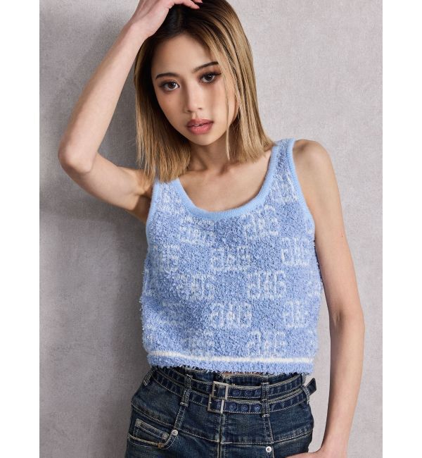 GYDA「Symmetry GYDA パイルニットトップス」|ニット・セーター|スカイブルー