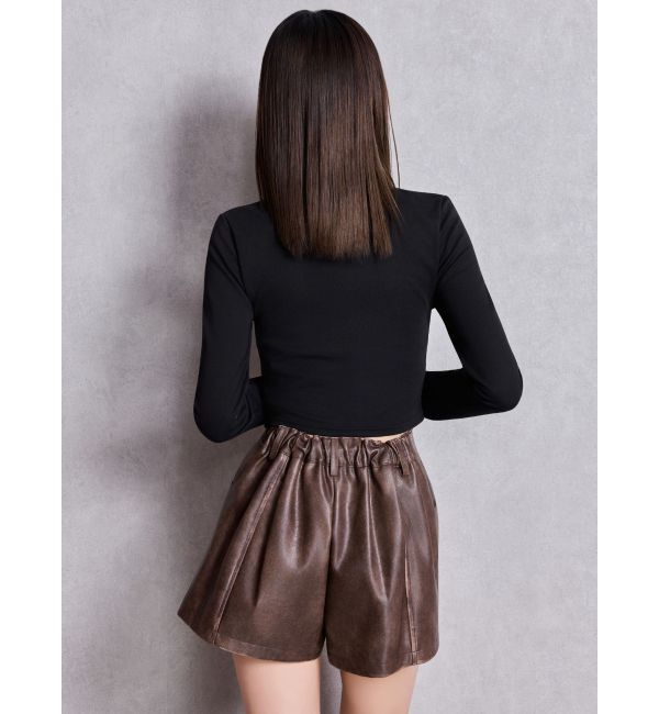 GYDA「フェイクレザーレイヤーショートパンツ」|その他|