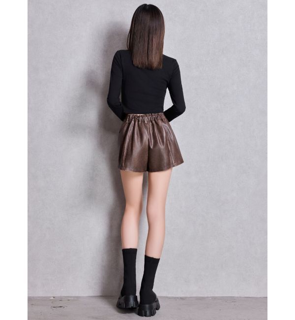 GYDA「フェイクレザーレイヤーショートパンツ」|その他|