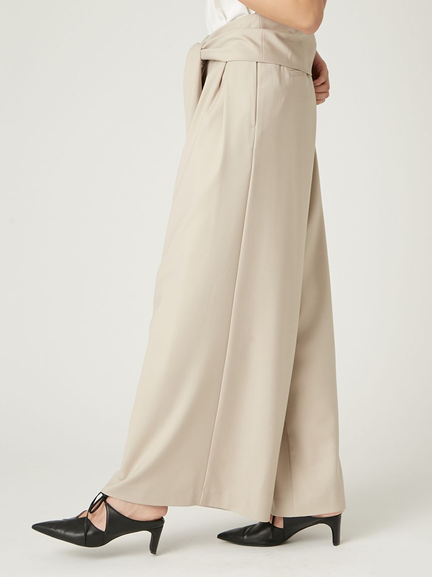 FRAY I.D「ウエストロールタックワイドパンツ／ハンドウォッシャブル」|チノ|