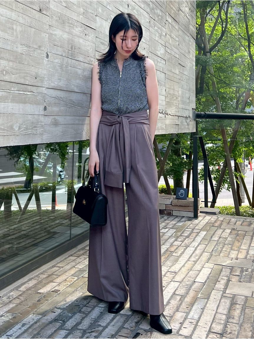 FRAY I.D「ウエストロールタックワイドパンツ／ハンドウォッシャブル」|チノ|