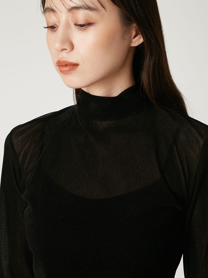 FRAY I.D「バックオープンフロッキーチュールトップス」|Tシャツ・カットソー|