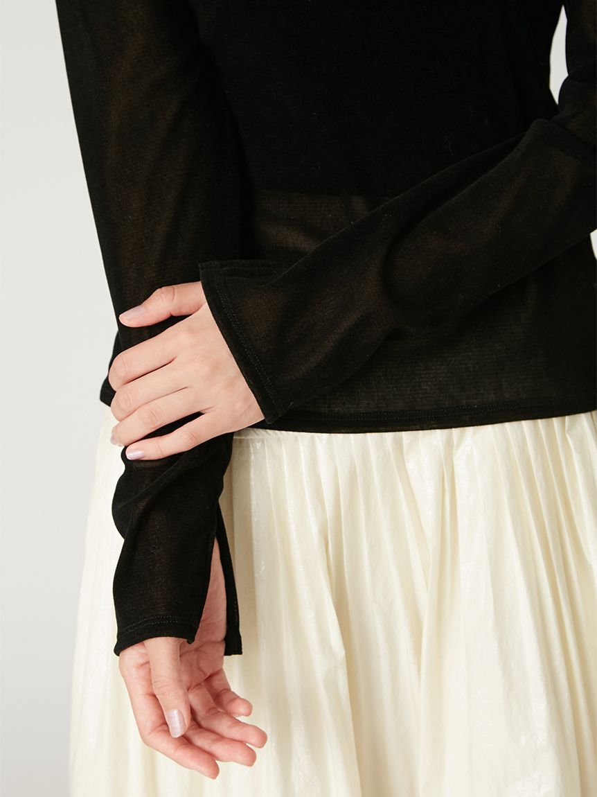 FRAY I.D「バックオープンフロッキーチュールトップス」|Tシャツ・カットソー|