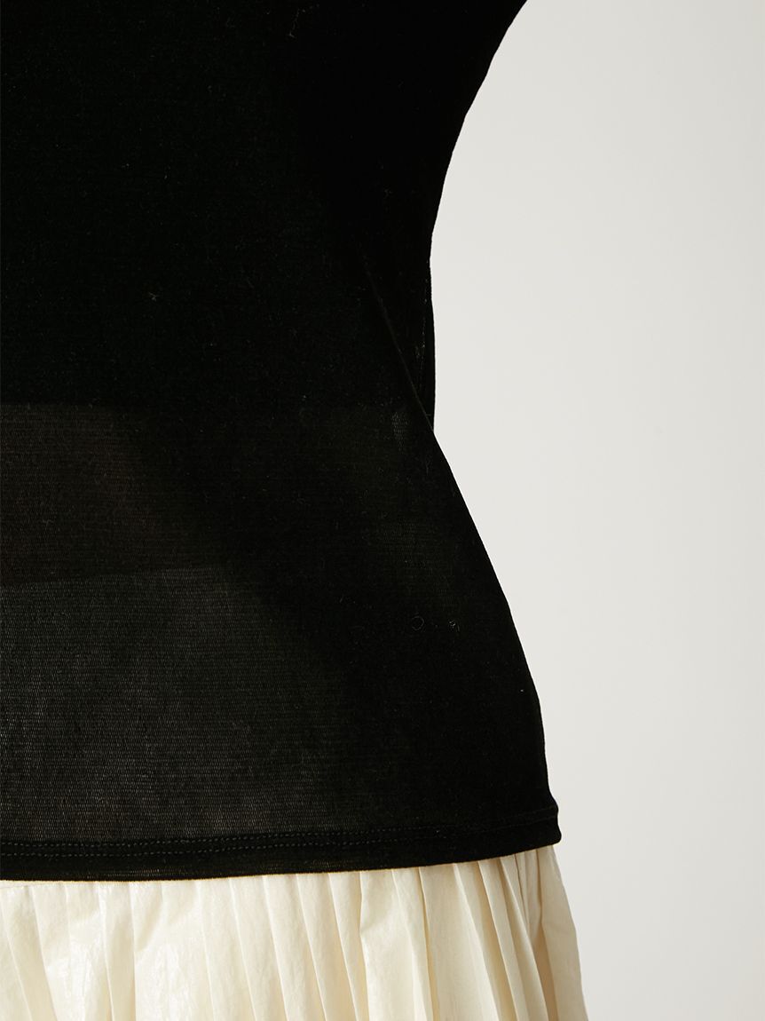 FRAY I.D「バックオープンフロッキーチュールトップス」|Tシャツ・カットソー|