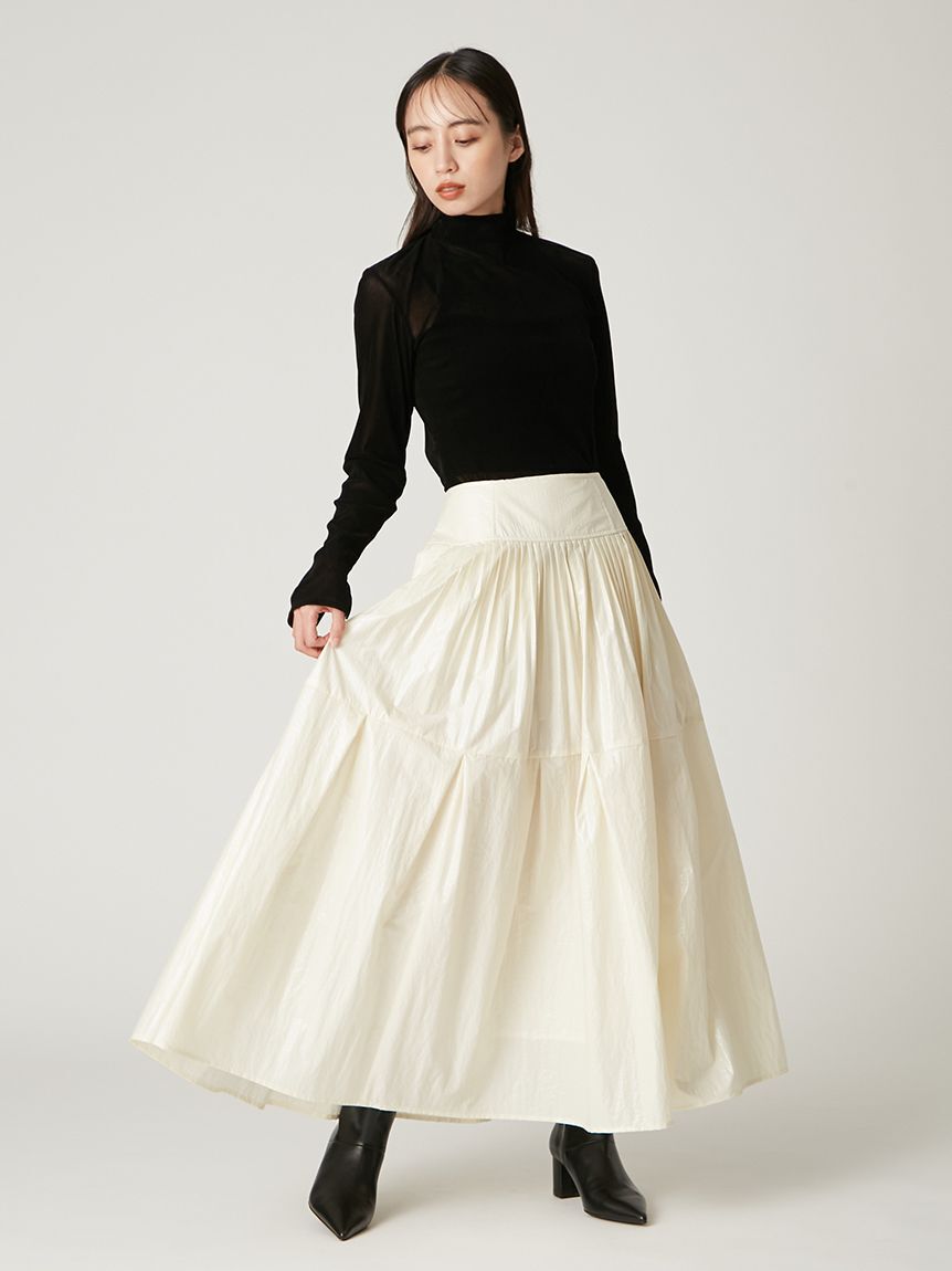 FRAY I.D「バックオープンフロッキーチュールトップス」|Tシャツ・カットソー|