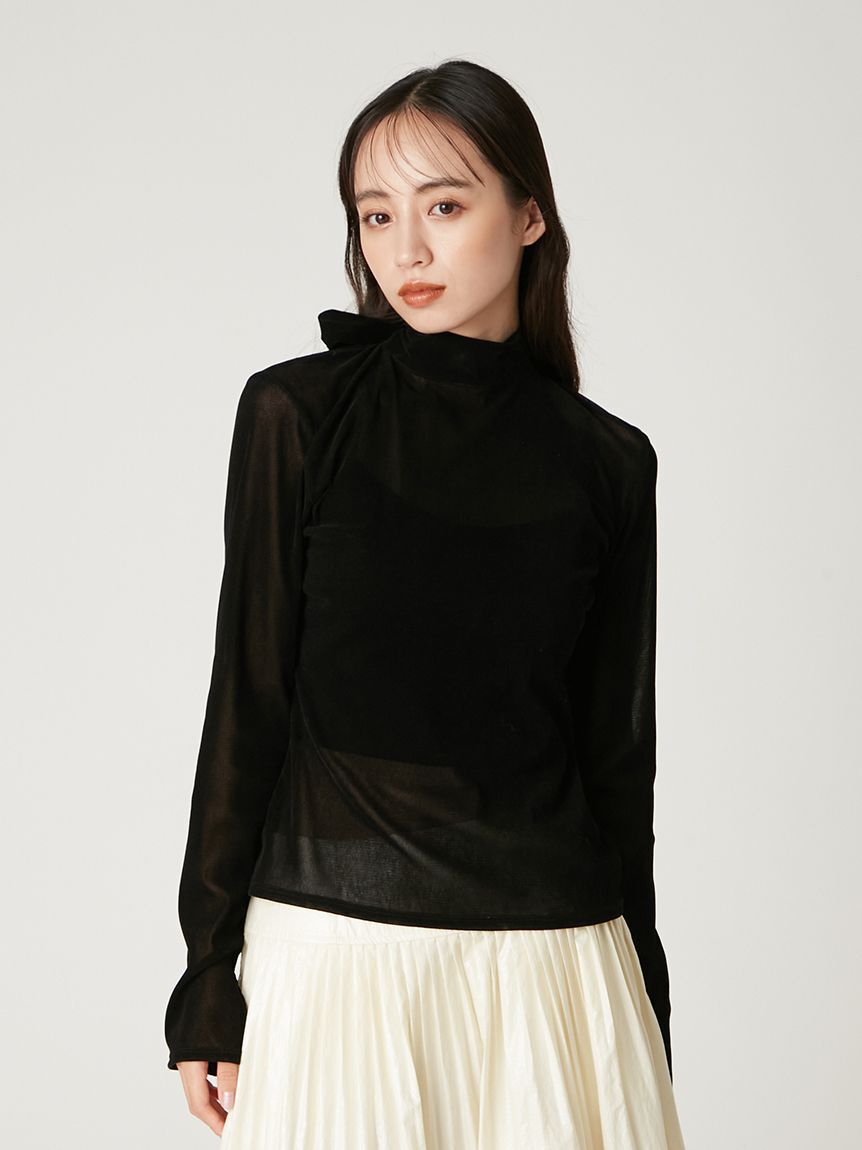 FRAY I.D「バックオープンフロッキーチュールトップス」|Tシャツ・カットソー|