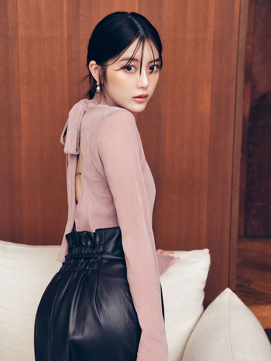 FRAY I.D「バックオープンフロッキーチュールトップス」|Tシャツ・カットソー|PNK