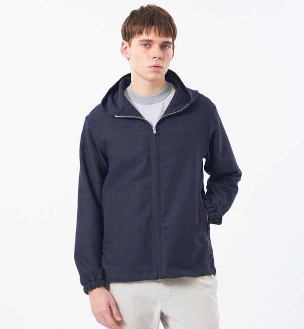 MACKINTOSH PHILOSOPHY「テーラードジャージー フーデッドパーカー 杢カラミストレッチ」|ブルゾン・スタジャン|ネイビー