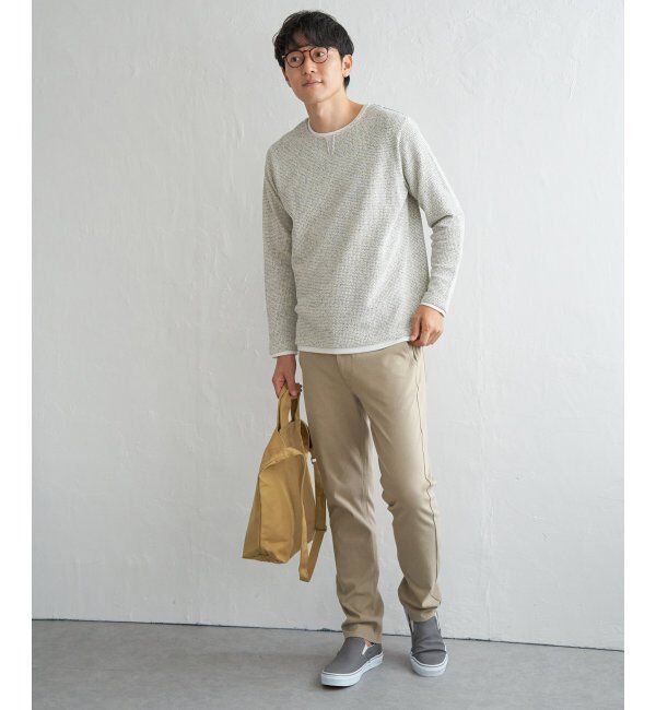 ikka「メランジ鹿の子キーネックレイヤード」|Tシャツ・カットソー|