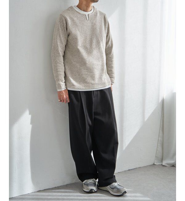 ikka「メランジ鹿の子キーネックレイヤード」|Tシャツ・カットソー|