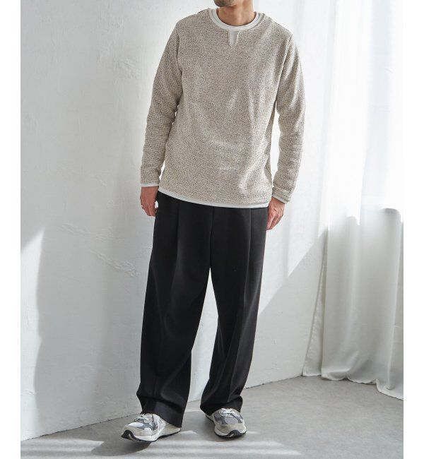 ikka「メランジ鹿の子キーネックレイヤード」|Tシャツ・カットソー|