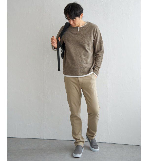 ikka「メランジ鹿の子キーネックレイヤード」|Tシャツ・カットソー|