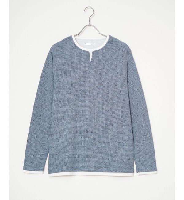 ikka「メランジ鹿の子キーネックレイヤード」|Tシャツ・カットソー|