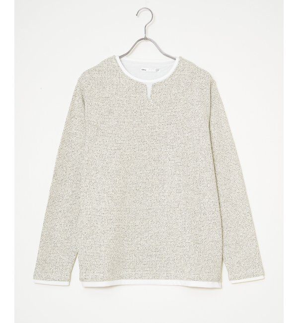 ikka「メランジ鹿の子キーネックレイヤード」|Tシャツ・カットソー|