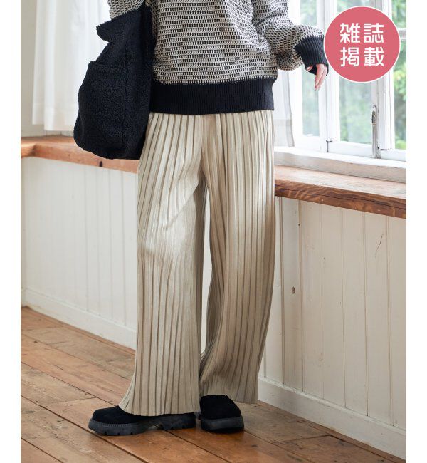 ikka「【親子コーデ】スエードライクプリーツワイドパンツ」|その他|オフホワイト