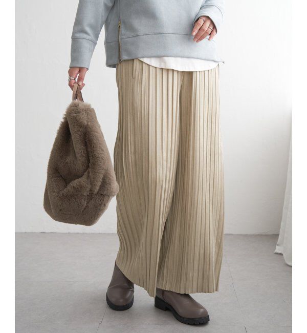 ikka「【親子コーデ】スエードライクプリーツワイドパンツ」|その他|