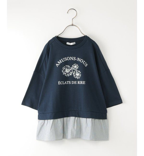 ikka kids「裾布帛フリル7分袖Tトレ（120~160cm）」|Tシャツ・カットソー|