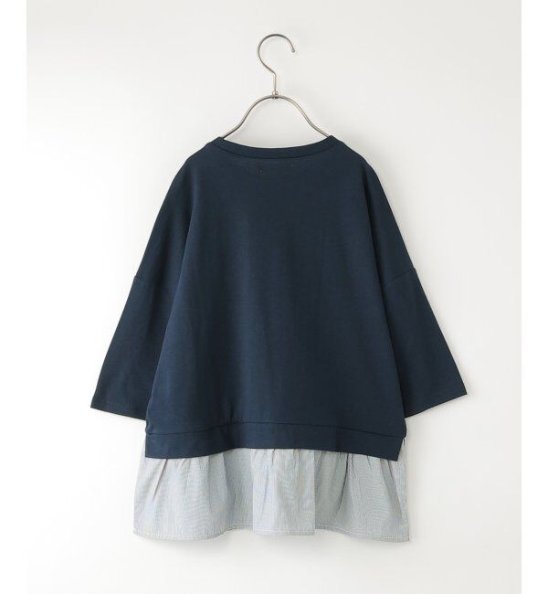 ikka kids「裾布帛フリル7分袖Tトレ（120~160cm）」|Tシャツ・カットソー|