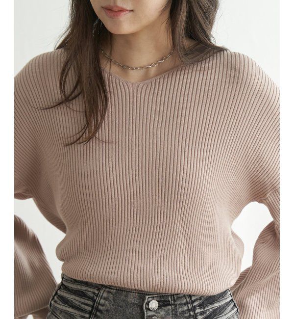 VENCE share style「12GリブVネックプルオーバー」|タンクトップ|ベージュ