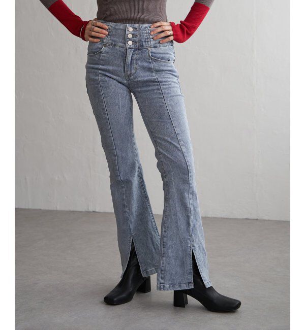 VENCE share style「ハイウエストセンタースリットデニム」|デニム|